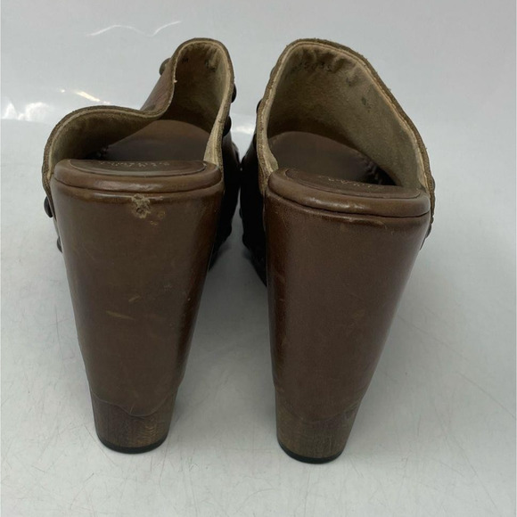Stuart Weitzman SEQUOIA Dark Brown Wooded Leather Studded Platform Shoes Sz 8.5 - Picture 6 of 9